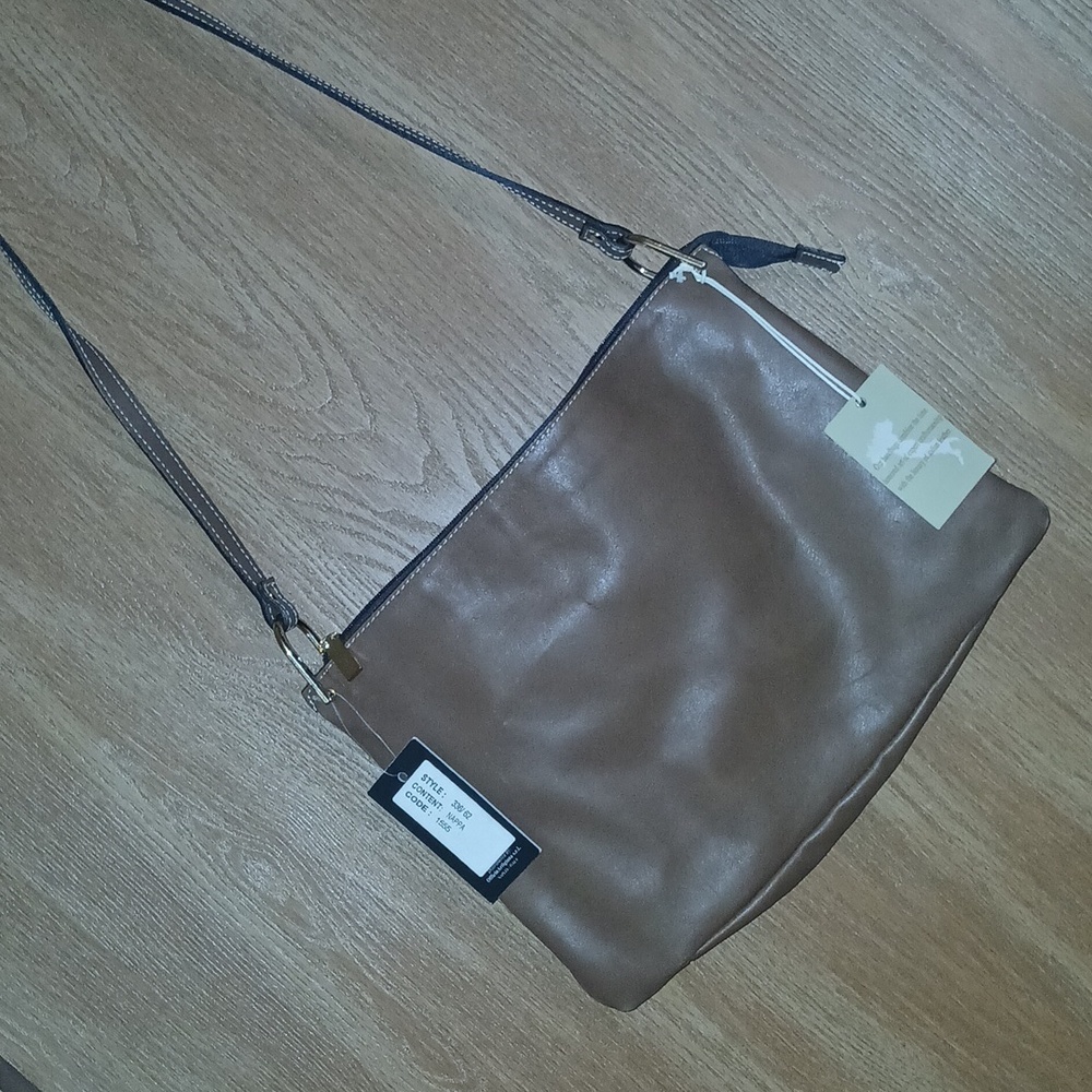 A. Bellucci Italian Leather Sleek Luxe Brown Bag NEW! With Tags